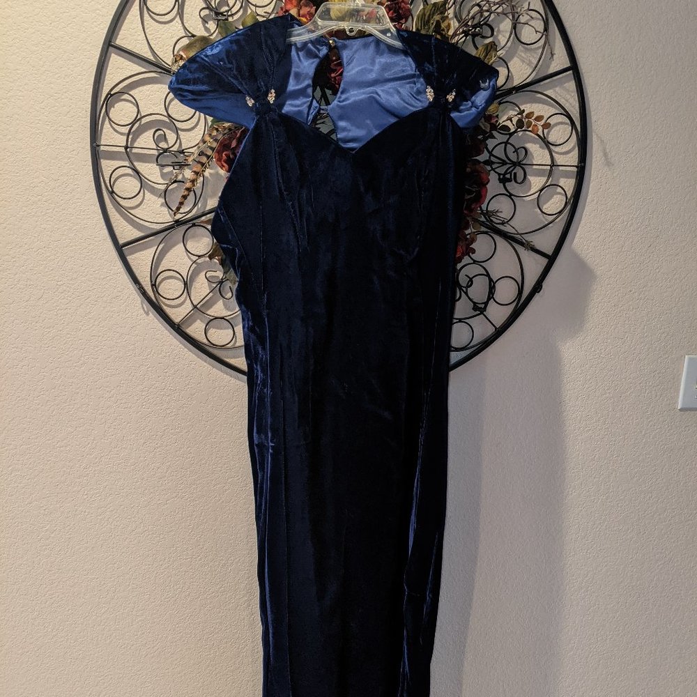 Vintage navy velvet long dress